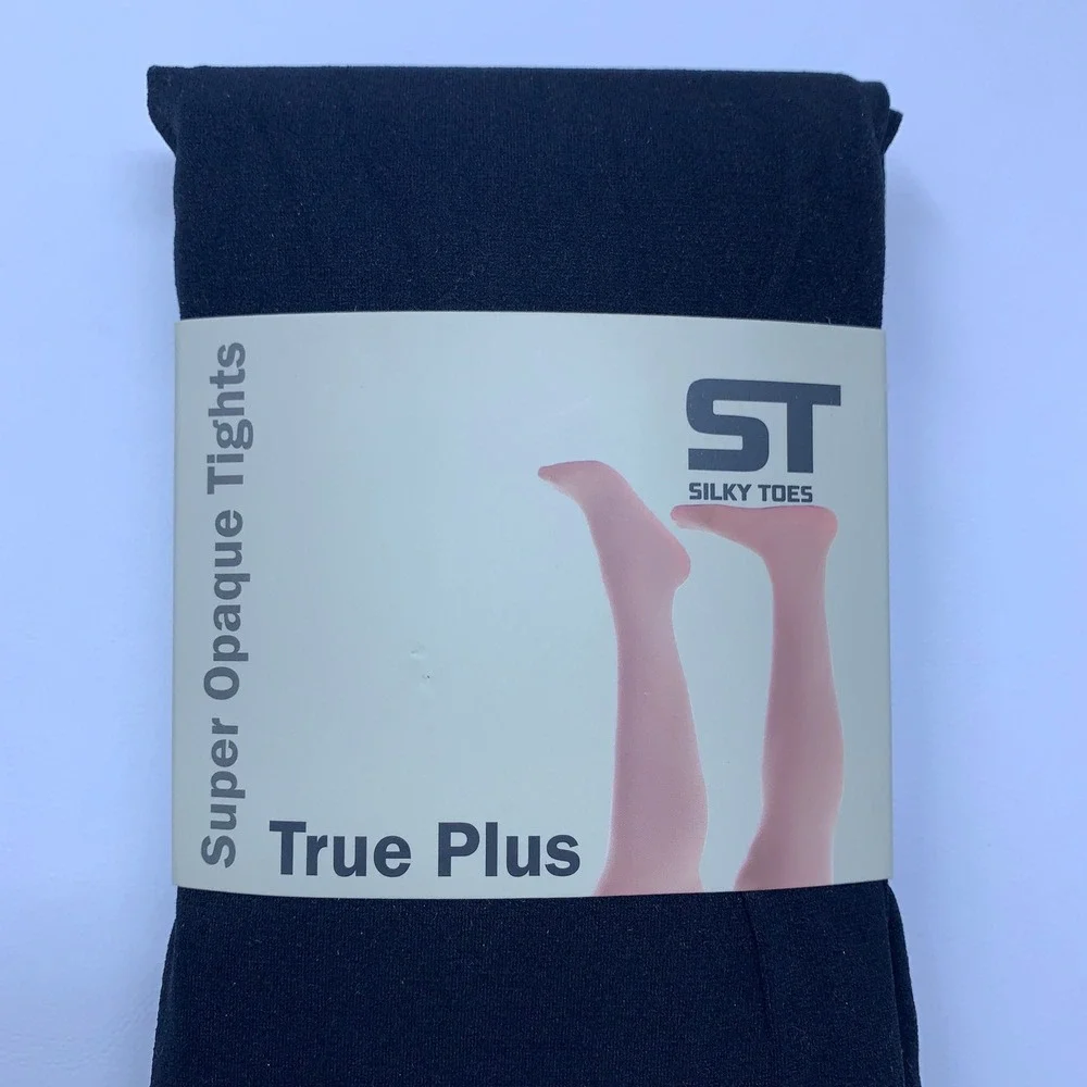 Silky Toes Womens 5/6 Black True Plus Super Opaque Tights 1233